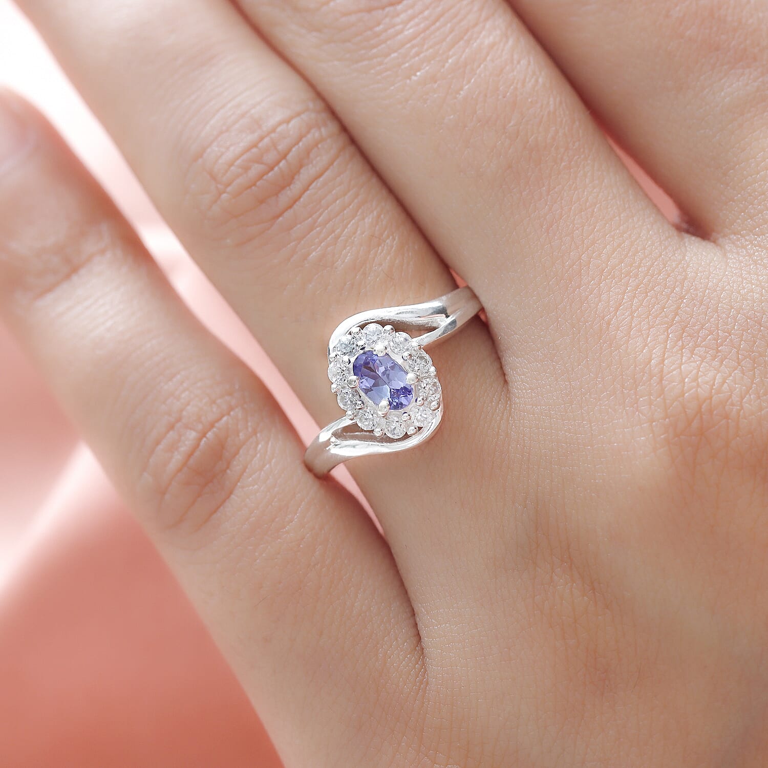 Tanzanite and Natural Cambodian Zircon Ring in Sterling Silver