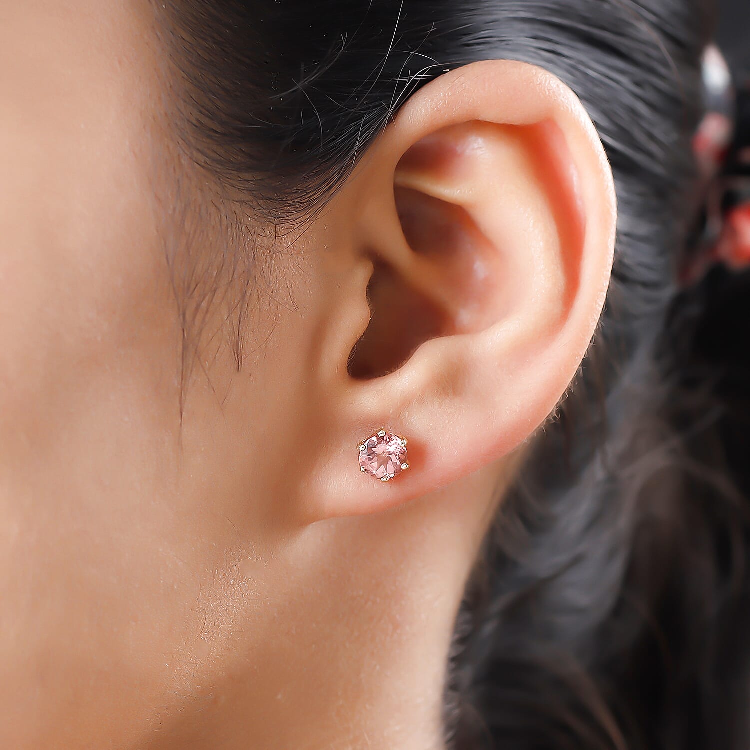 9K Rose Gold Tourmaline Stud Earrings (with Push Back) 1.67 Ct.