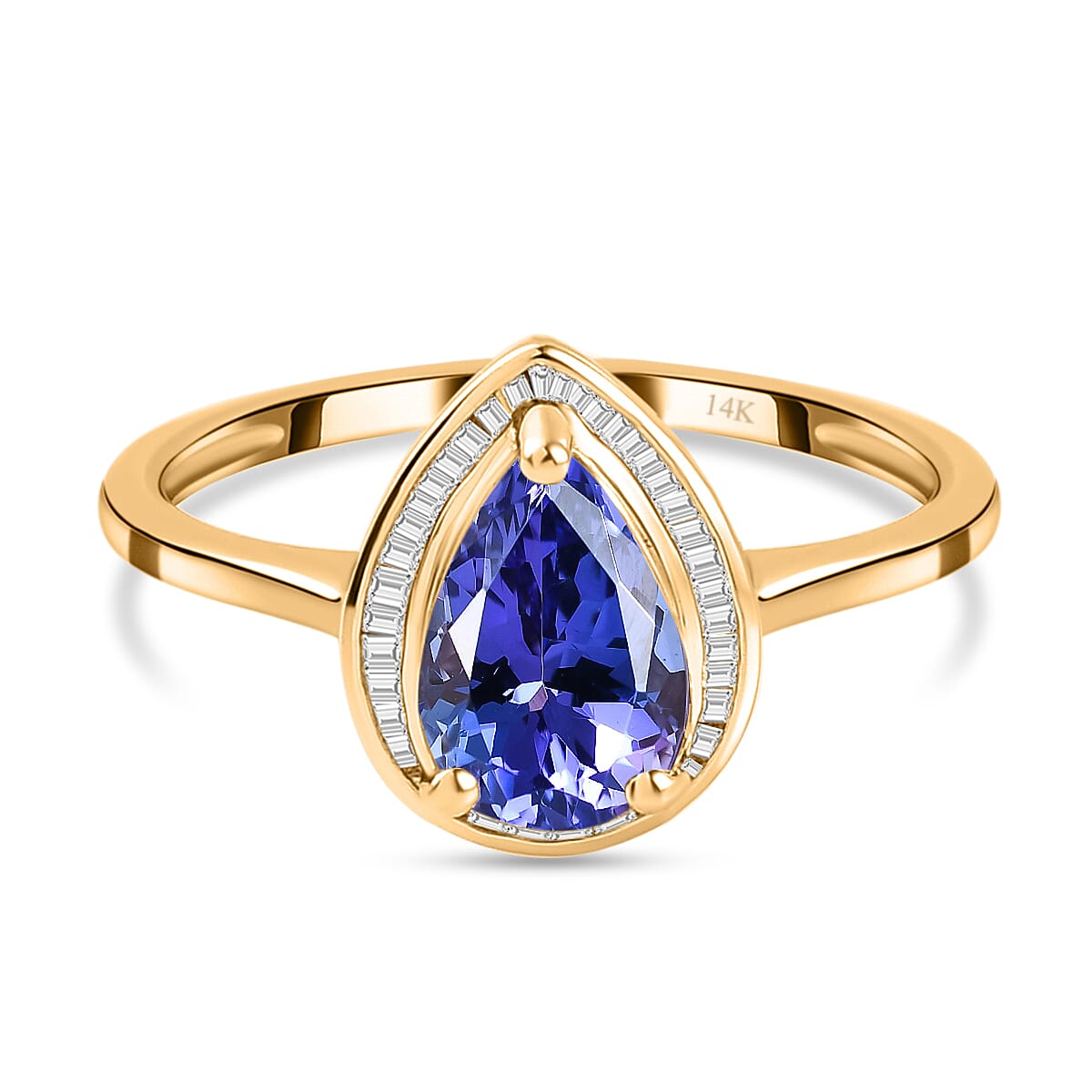 14K Yellow Gold Premium AAA Tanzanite and Diamond Ring 2.50 Ct.