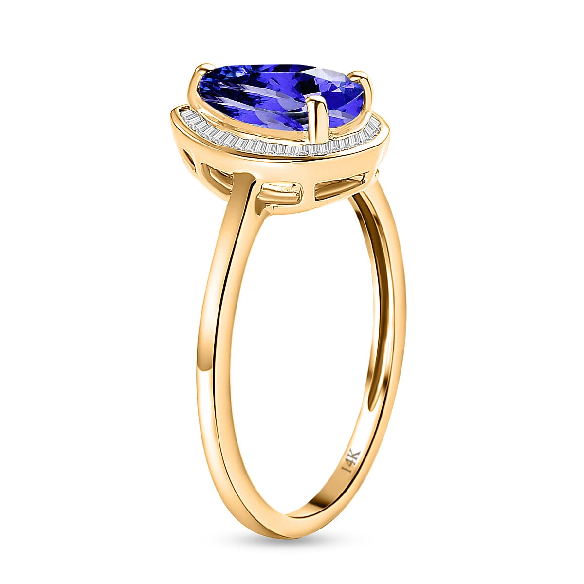 14K Yellow Gold Premium AAA Tanzanite and Diamond Ring 2.50 Ct.
