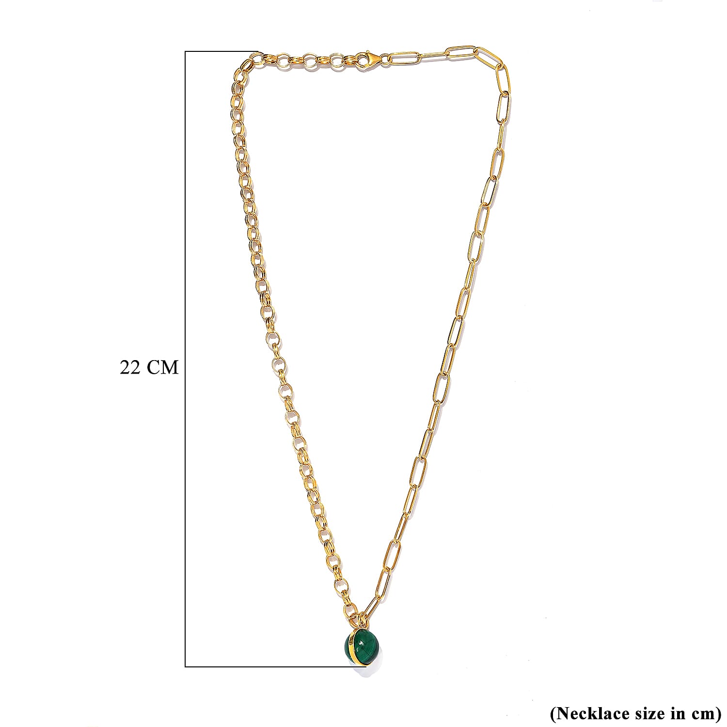 Sundays Child - Malachite Necklace (Size - 20) in 14K Gold Overlay Sterling Silver 6.53 Ct, Silver Wt. 14.99 Gms