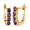 Amethyst February Birthstone Hoop Earrings in 18K Gold Vermeil Overlay Sterling Silver