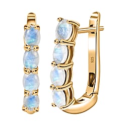 Aquamarine March Birthstone Hoop Earrings in Sterling Silver with 18K Vermeil Yellow Gold