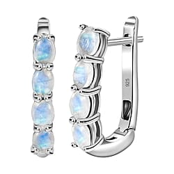 Tanzanite December Birthstone Hoop Earrings in Sterling Silver with Platinum Plated