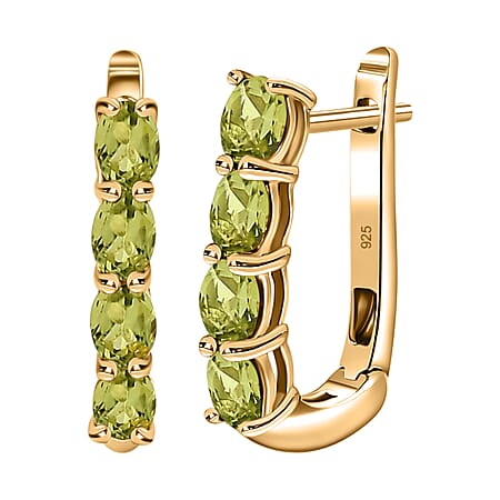 Peridot August Birthstone Hoop Earrings in Sterling Silver with 18K Vermeil Yellow Gold Peridot August Birthstone Hoop Earrings in Sterling Silver with 18K Vermeil Yellow Gold
