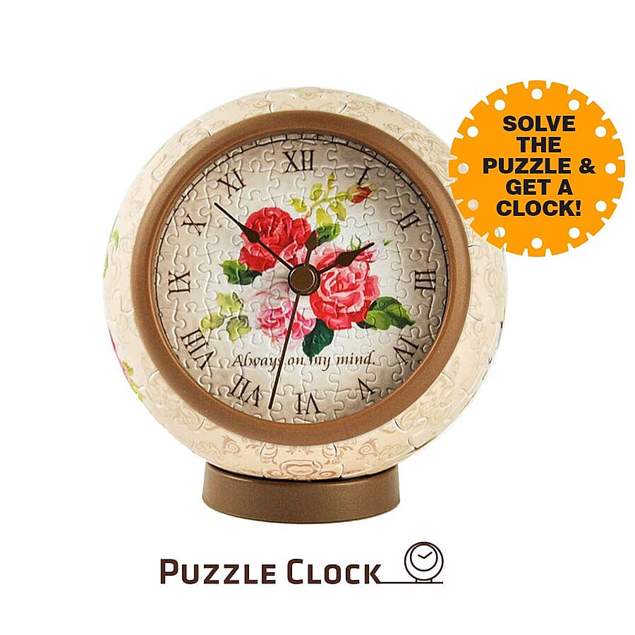 Pintoo Classic Rose 3D Puzzle Clock with 145 Puzzle Pieces (Size 10x10x10.5cm)
