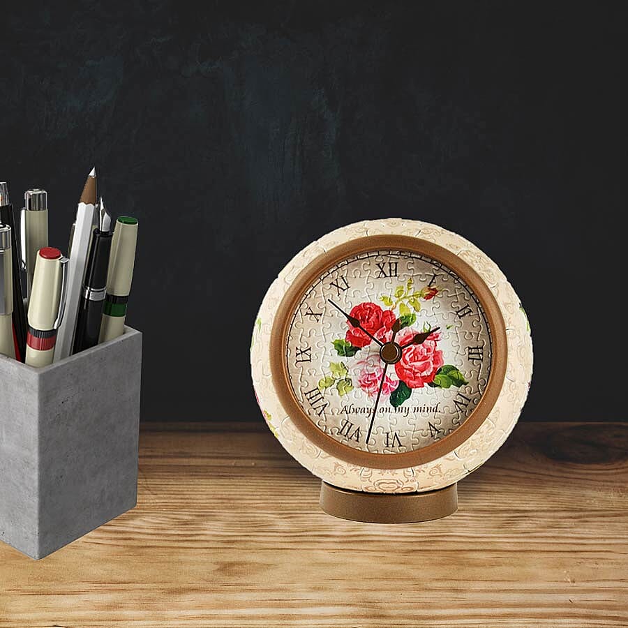 Pintoo Classic Rose 3D Puzzle Clock with 145 Puzzle Pieces (Size 10x10x10.5cm)