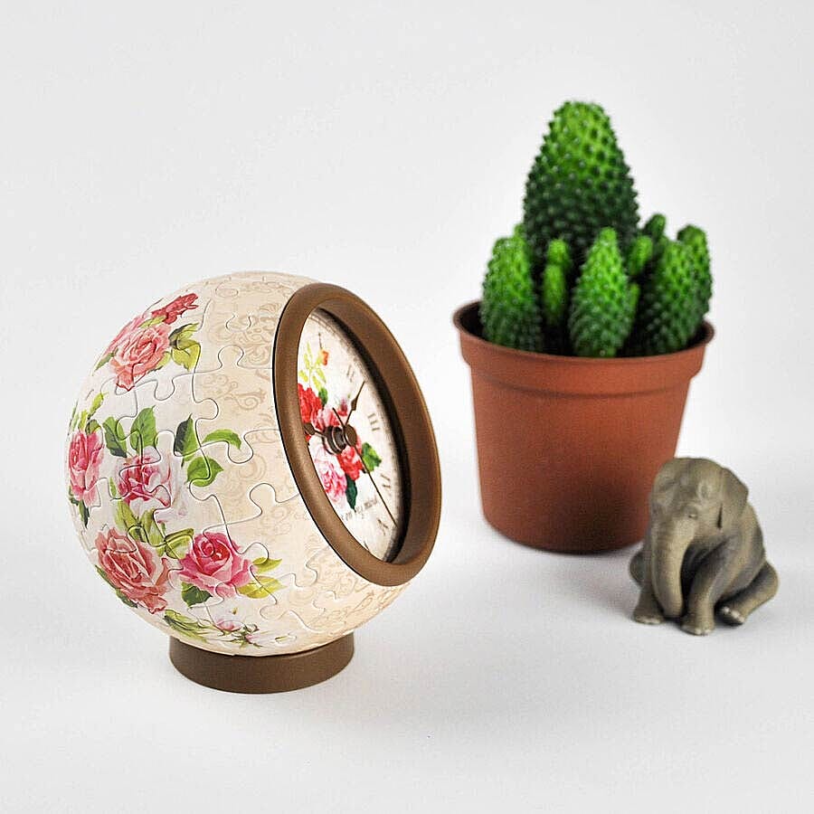 Pintoo Classic Rose 3D Puzzle Clock with 145 Puzzle Pieces (Size 10x10x10.5cm)