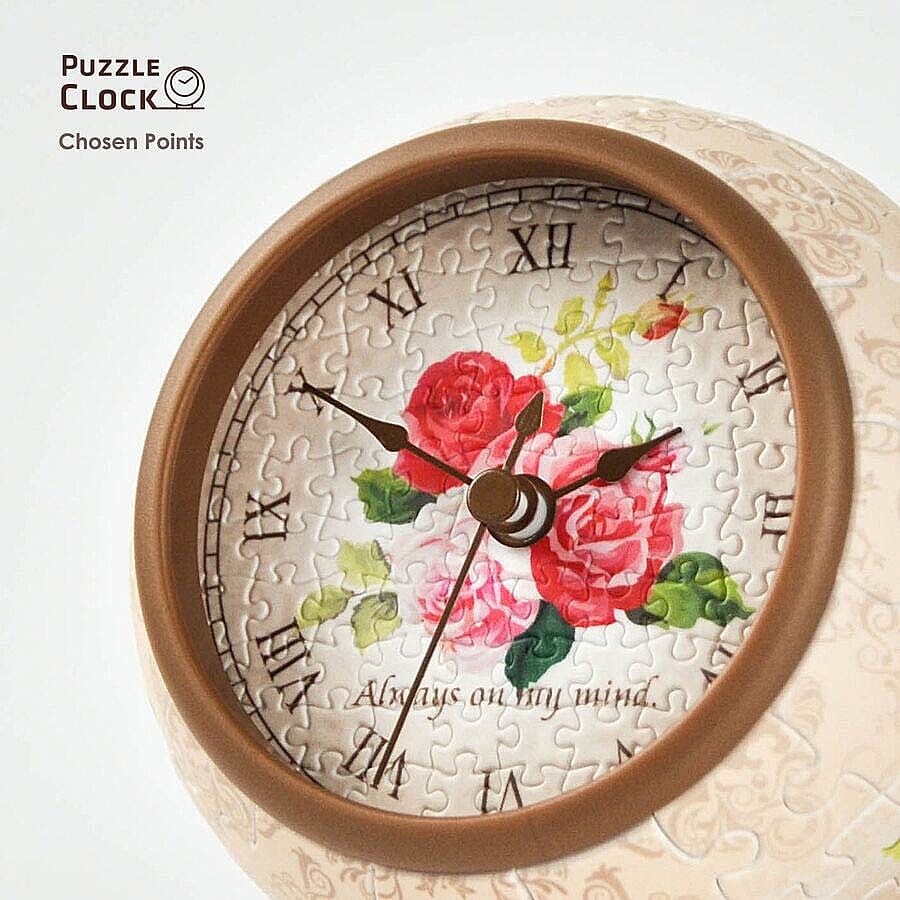 Pintoo Classic Rose 3D Puzzle Clock with 145 Puzzle Pieces (Size 10x10x10.5cm)