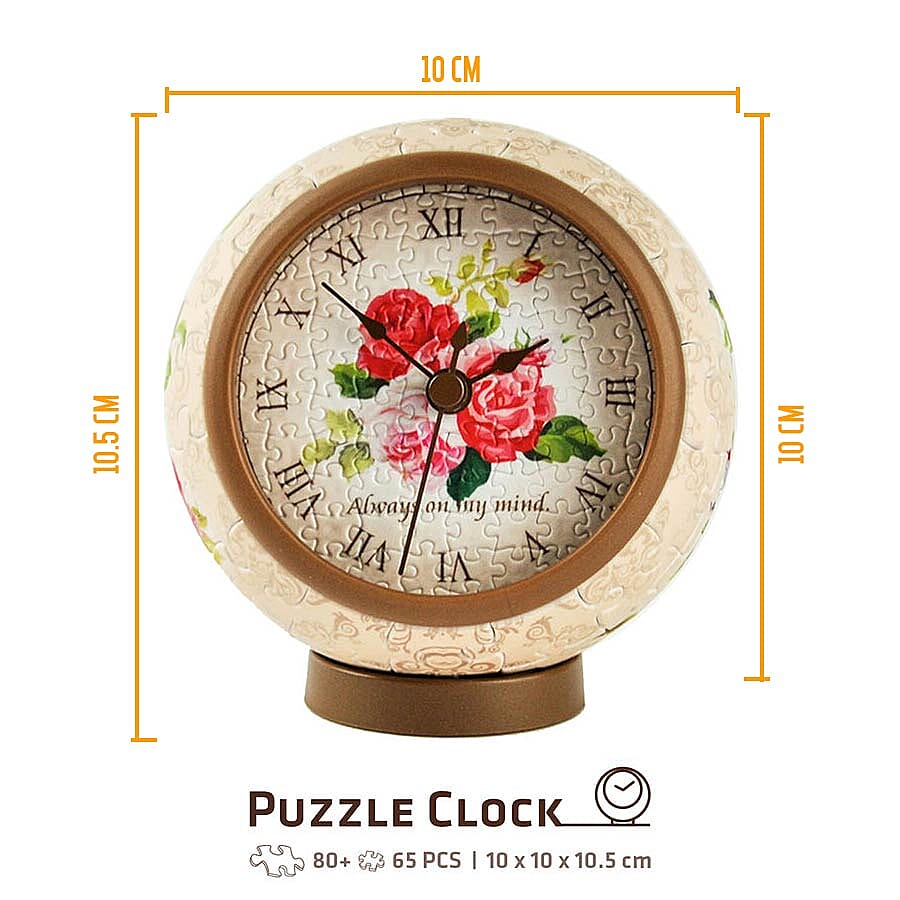 Pintoo Classic Rose 3D Puzzle Clock with 145 Puzzle Pieces (Size 10x10x10.5cm)