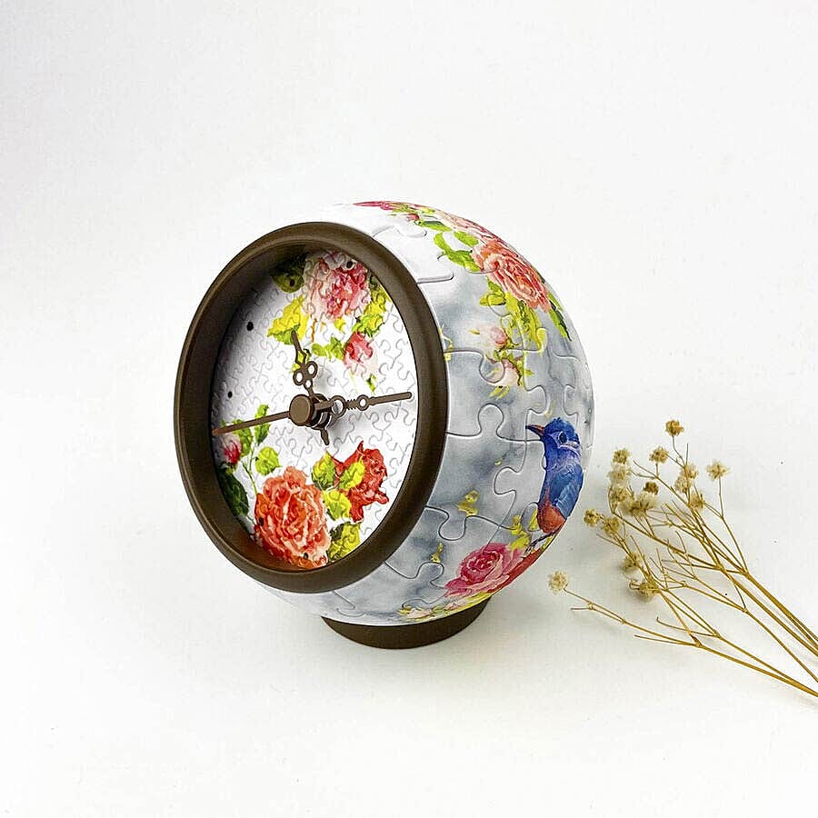 Pintoo Fragrant Flowers and Singing Birds 3D Puzzle Clock with 145 Puzzle Pieces (Size 10x10x10.5cm)