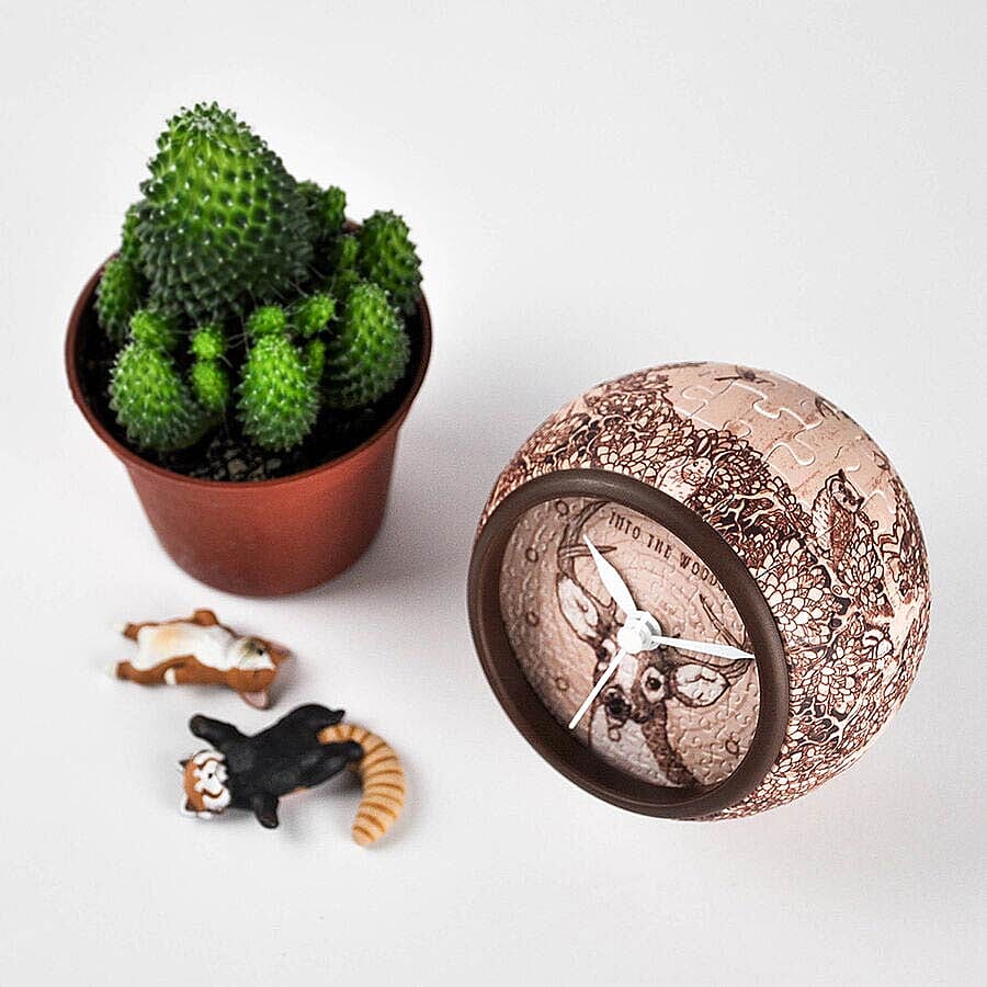 Pintoo Into the Woods Deer Pattern 3D Puzzle Clock with 145 Puzzle Pieces (Size 10x10x10.5cm)