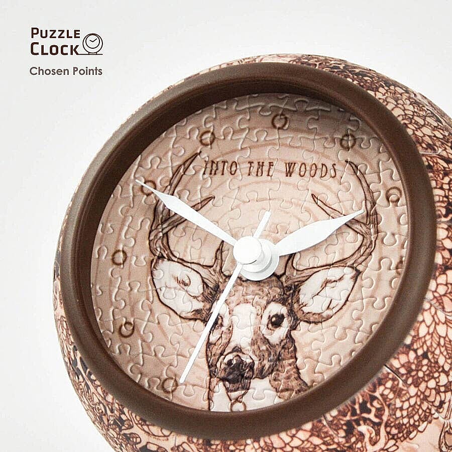 Pintoo Into the Woods Deer Pattern 3D Puzzle Clock with 145 Puzzle Pieces (Size 10x10x10.5cm)