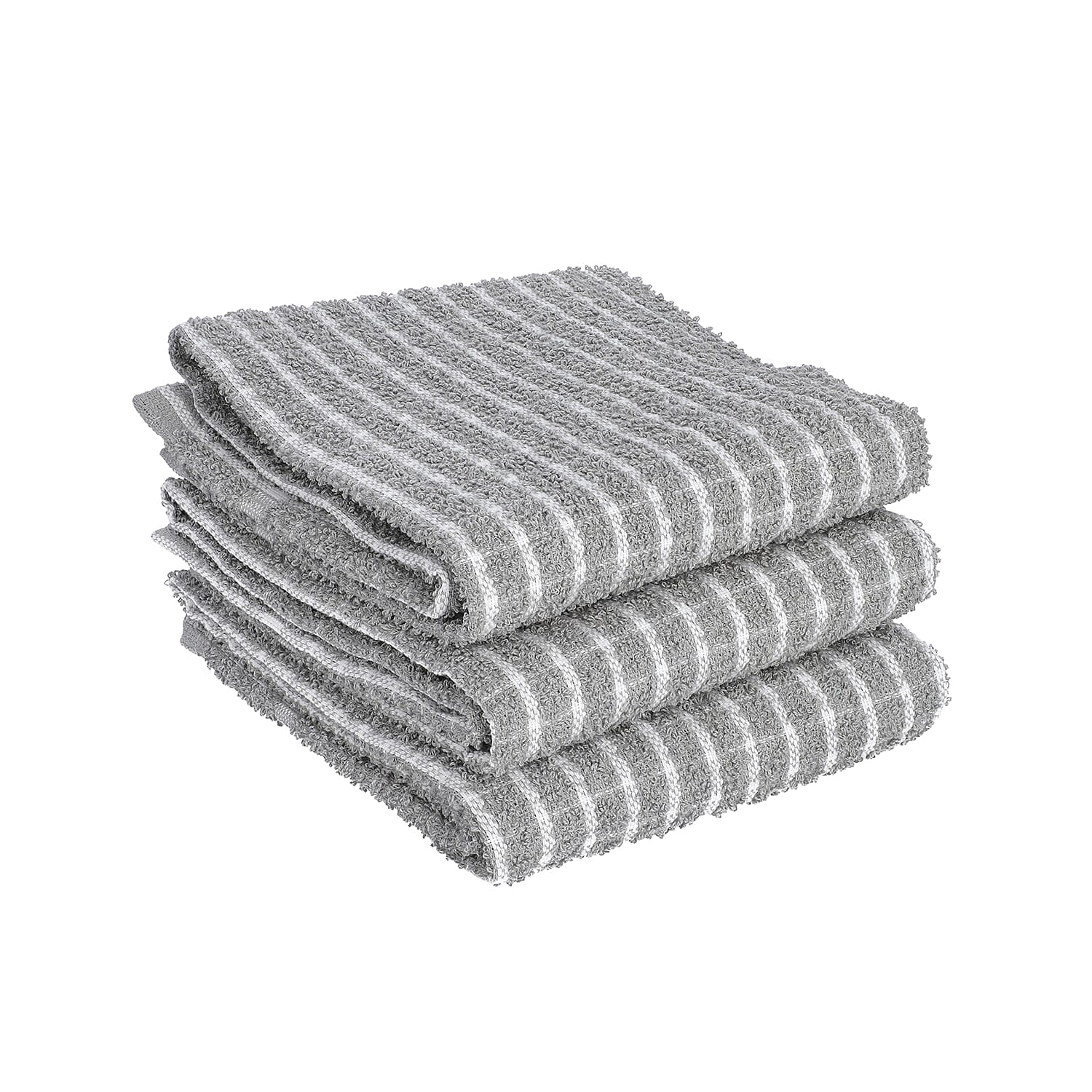6 Piece Set- 100% Cotton White and Grey Checked Tea Towels (45Lx63Wcm)