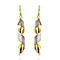 Diamond Cut Designer Yellow Gold Overlay Sterling Silver Hook Earrings