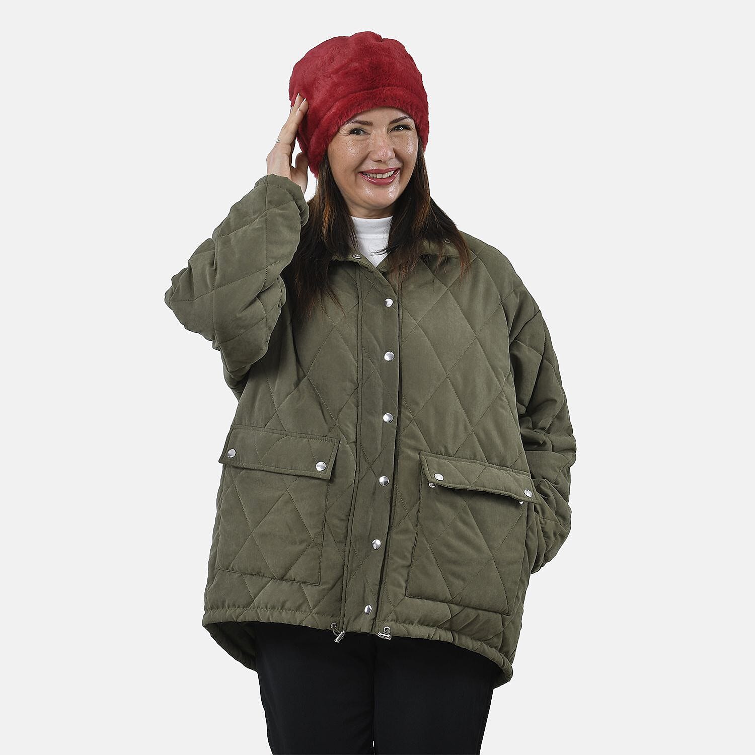 2 in 1 Infinity Faux Fur Scarf and Hat (Size 35x28 cm) - Burgundy