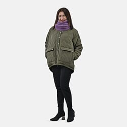 Faux Fur Snood with Drawstring - Purple