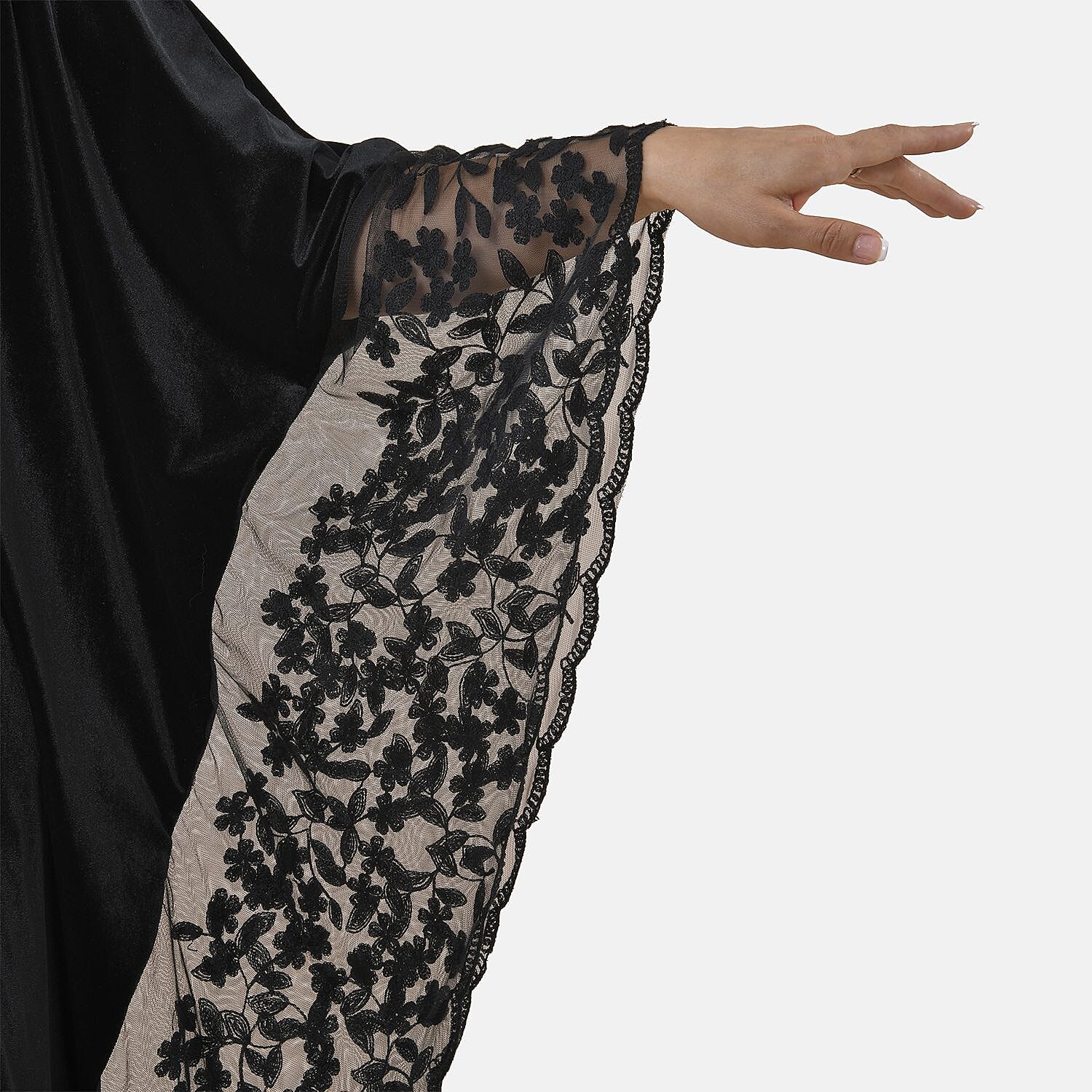 Tamsy Velvet Maxi Kaftan Dress (Size 129 Cm) - Black