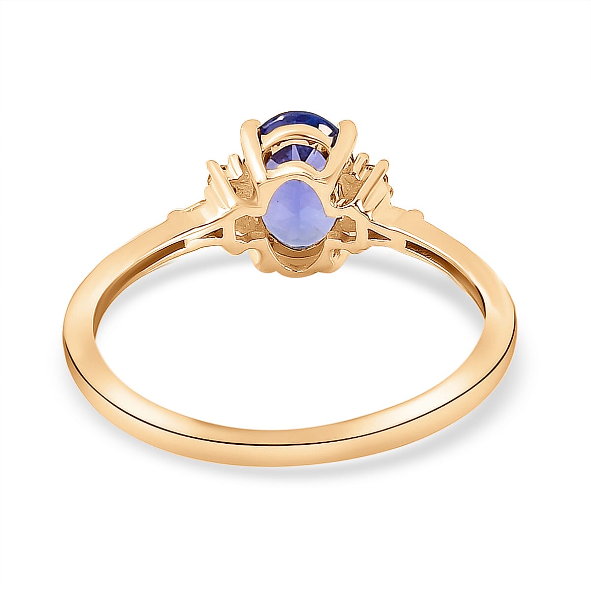 9K Yellow Gold Premium Tanzanite and Diamond Ring 1.14 Ct.