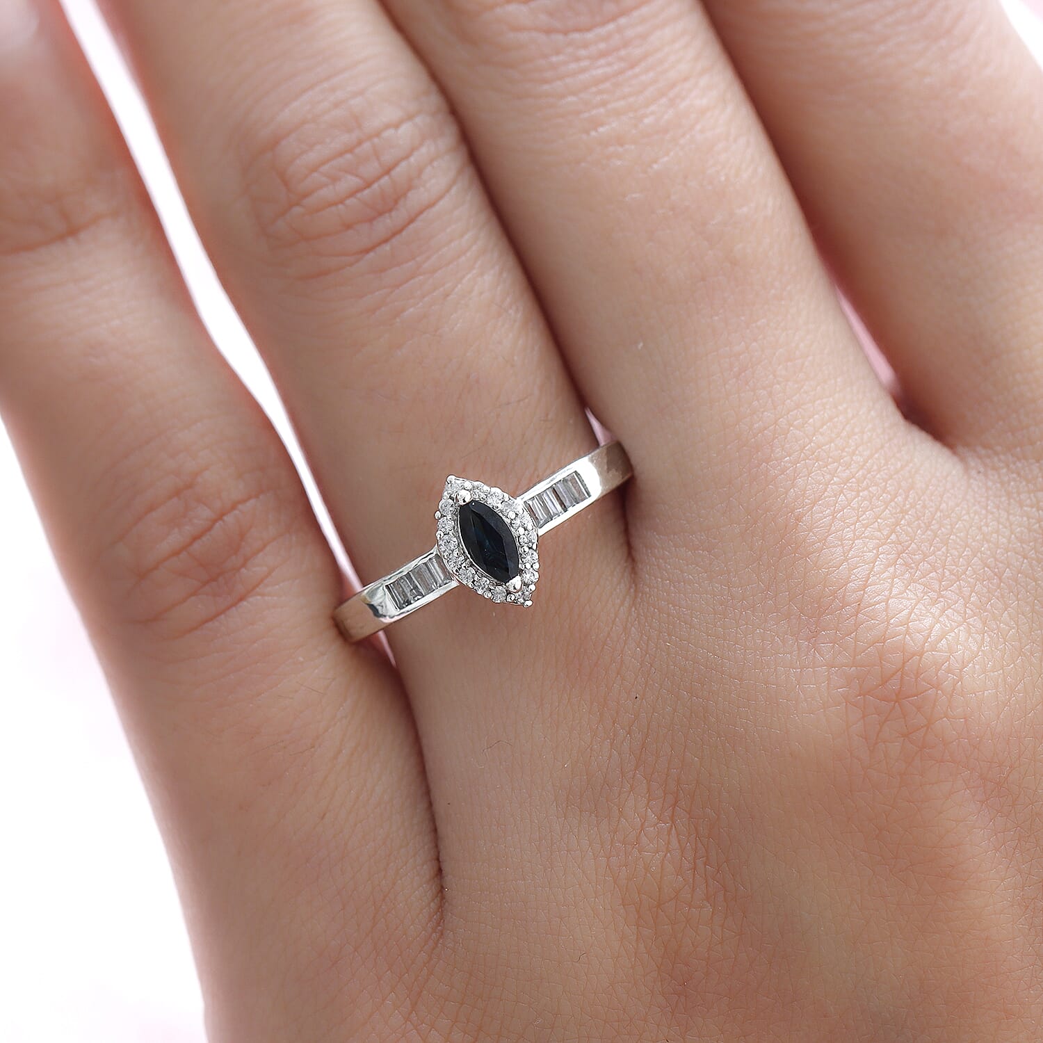 Natural Monte Belo Indicolite and Natural Cambodian Zircon Ring in Platinum Overlay Sterling Silver