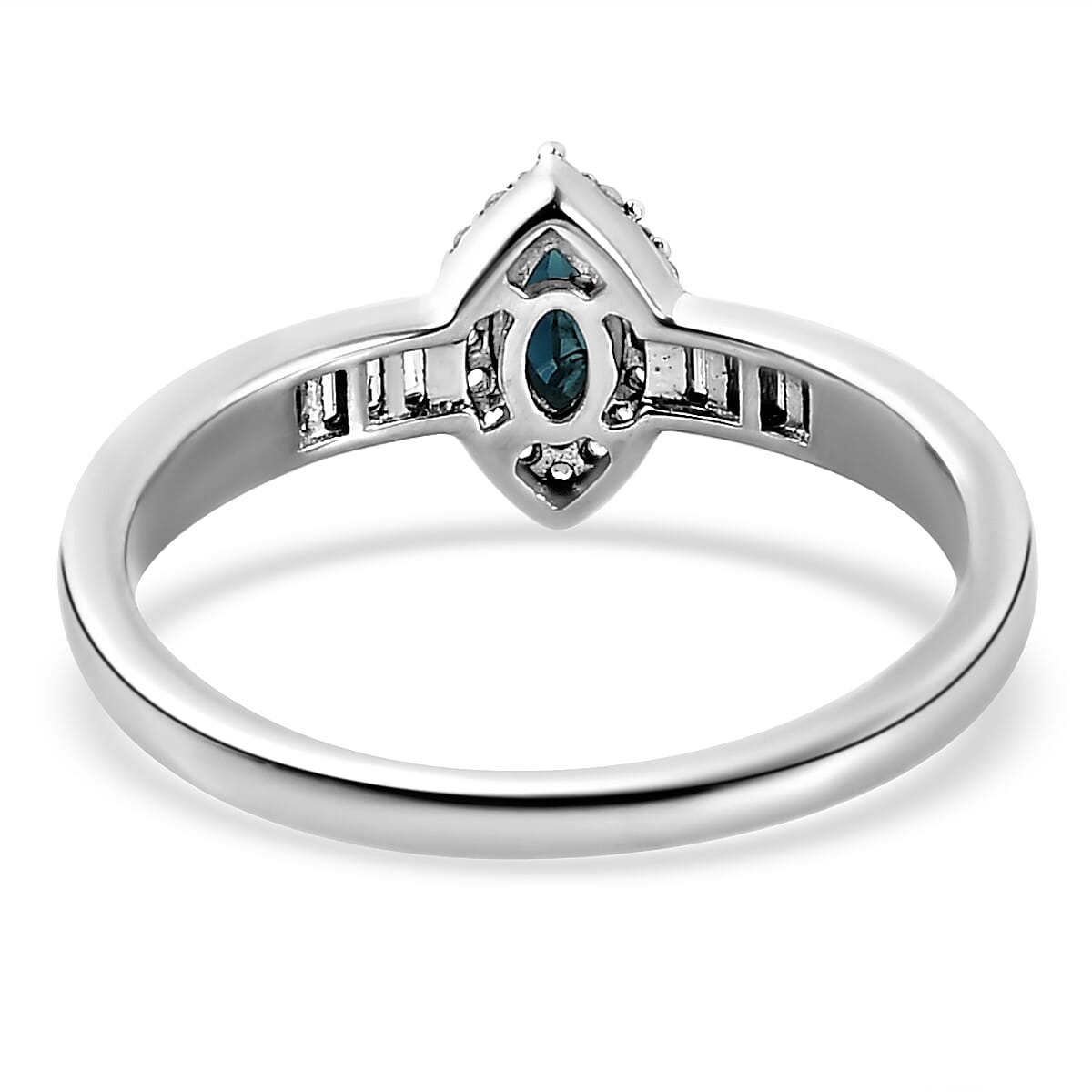 Natural Monte Belo Indicolite and Natural Cambodian Zircon Ring in Platinum Overlay Sterling Silver