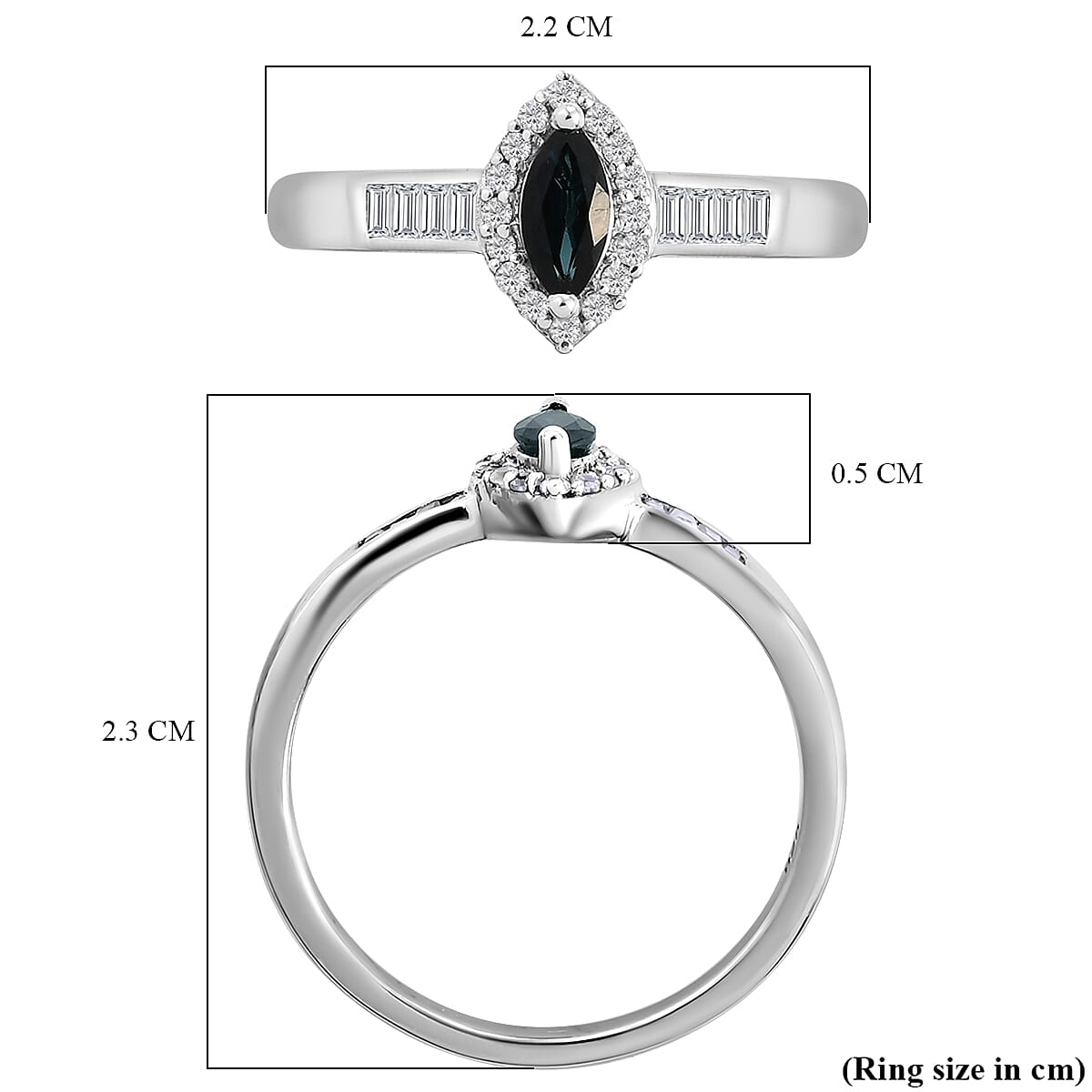Natural Monte Belo Indicolite and Natural Cambodian Zircon Ring in Platinum Overlay Sterling Silver