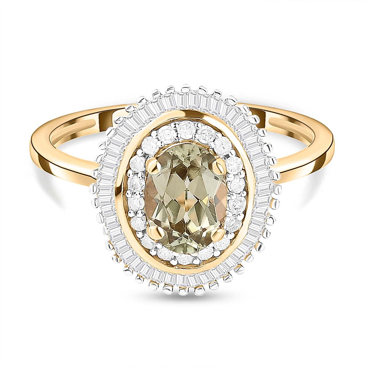 9K Yellow Gold Turkizite and Diamond Ring 1.14 Ct.