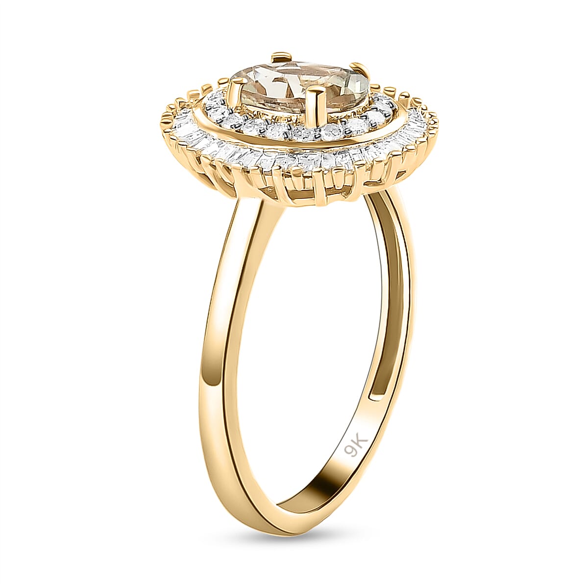 9K Yellow Gold Turkizite and Diamond Ring 1.14 Ct.