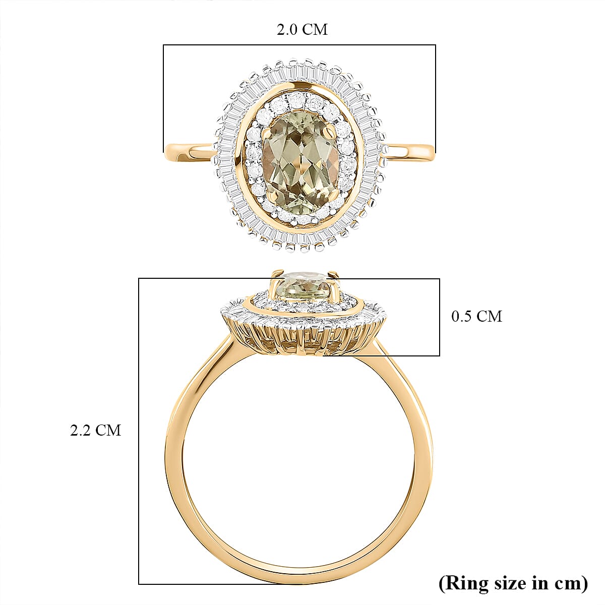 9K Yellow Gold Turkizite and Diamond Ring 1.14 Ct.