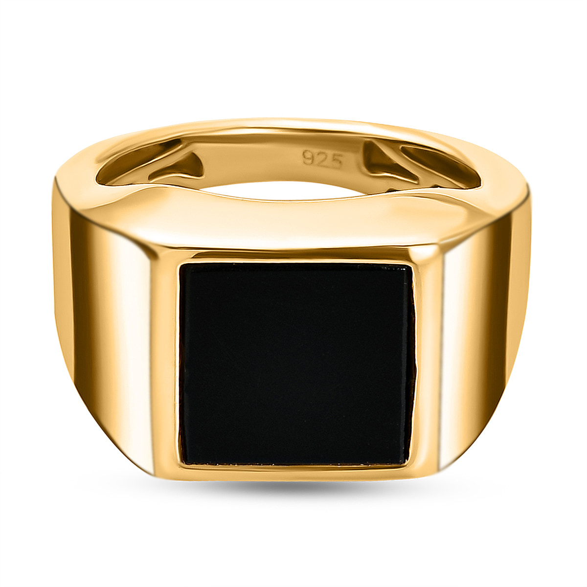 Black Onyx Solitaire Ring in 14K Vermeil Gold Overlay Sterling Silver 3.61  Ct, Silver Wt. 8.52 Gms - 8834629 - TJC
