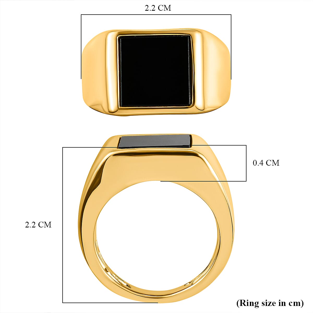 Black Onyx Solitaire Ring in 14K Vermeil Gold Overlay Sterling Silver 3.61 Ct, Silver Wt. 8.52 Gms