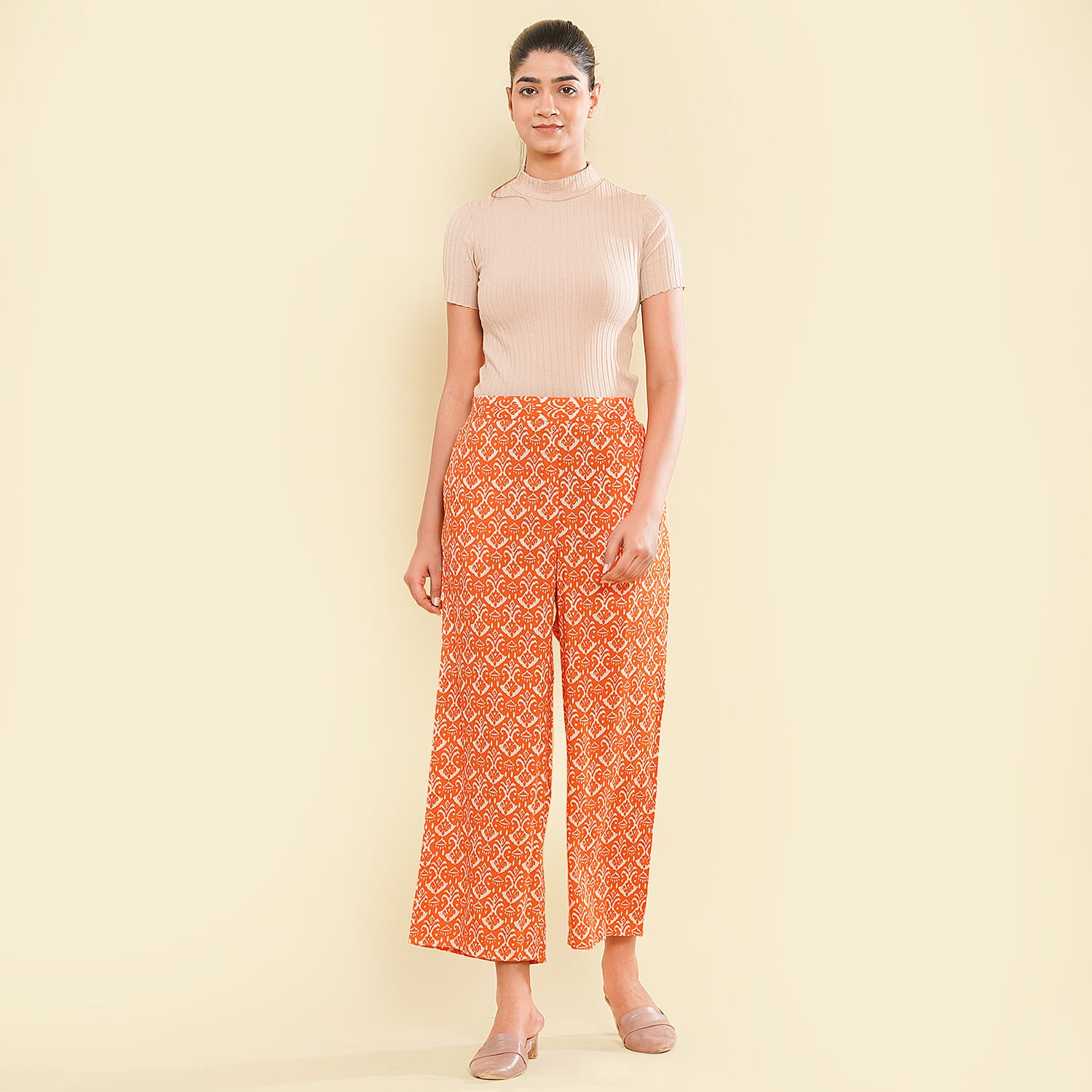 TAMSY Viscose Printed Palazzo - Orange