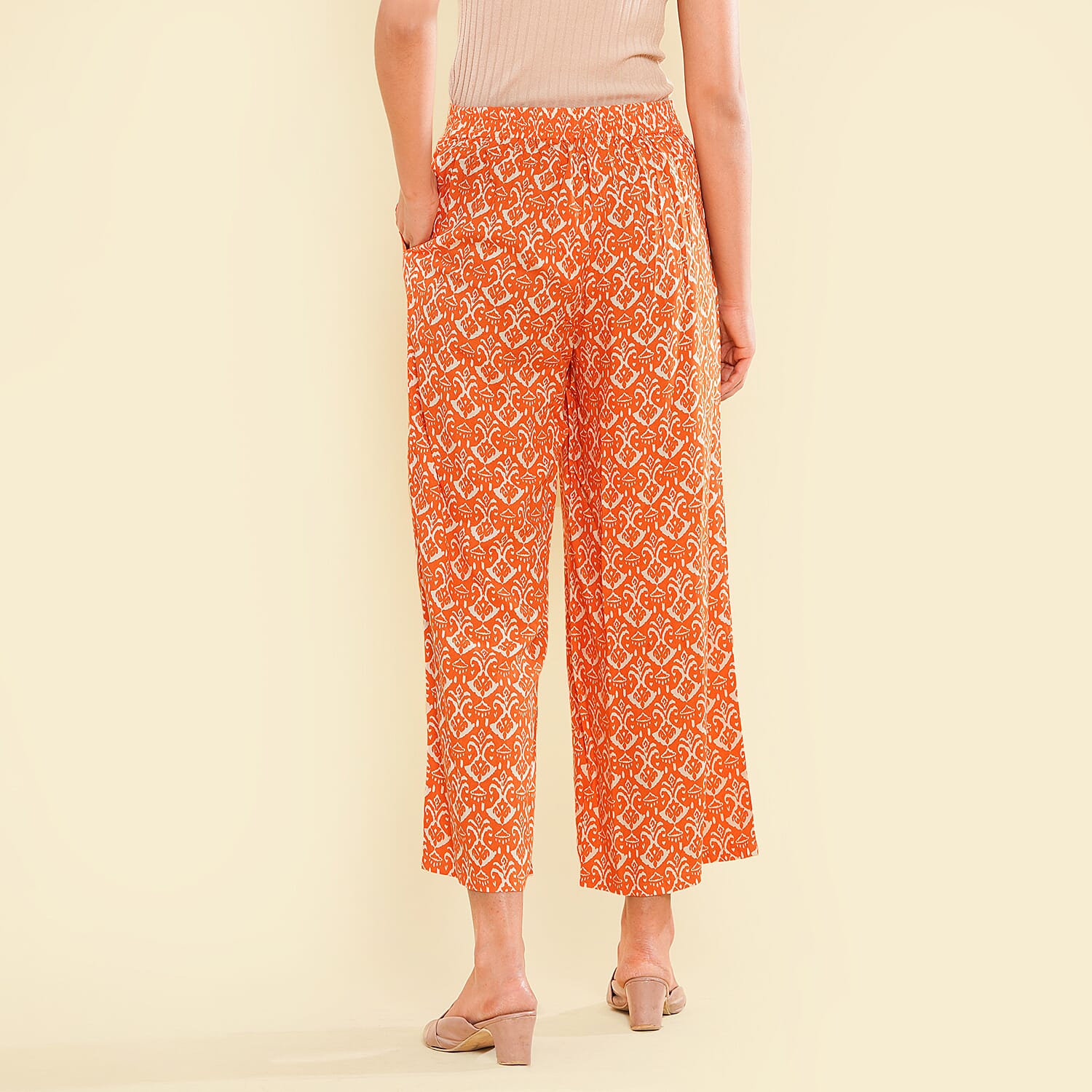 TAMSY Viscose Printed Palazzo - Orange