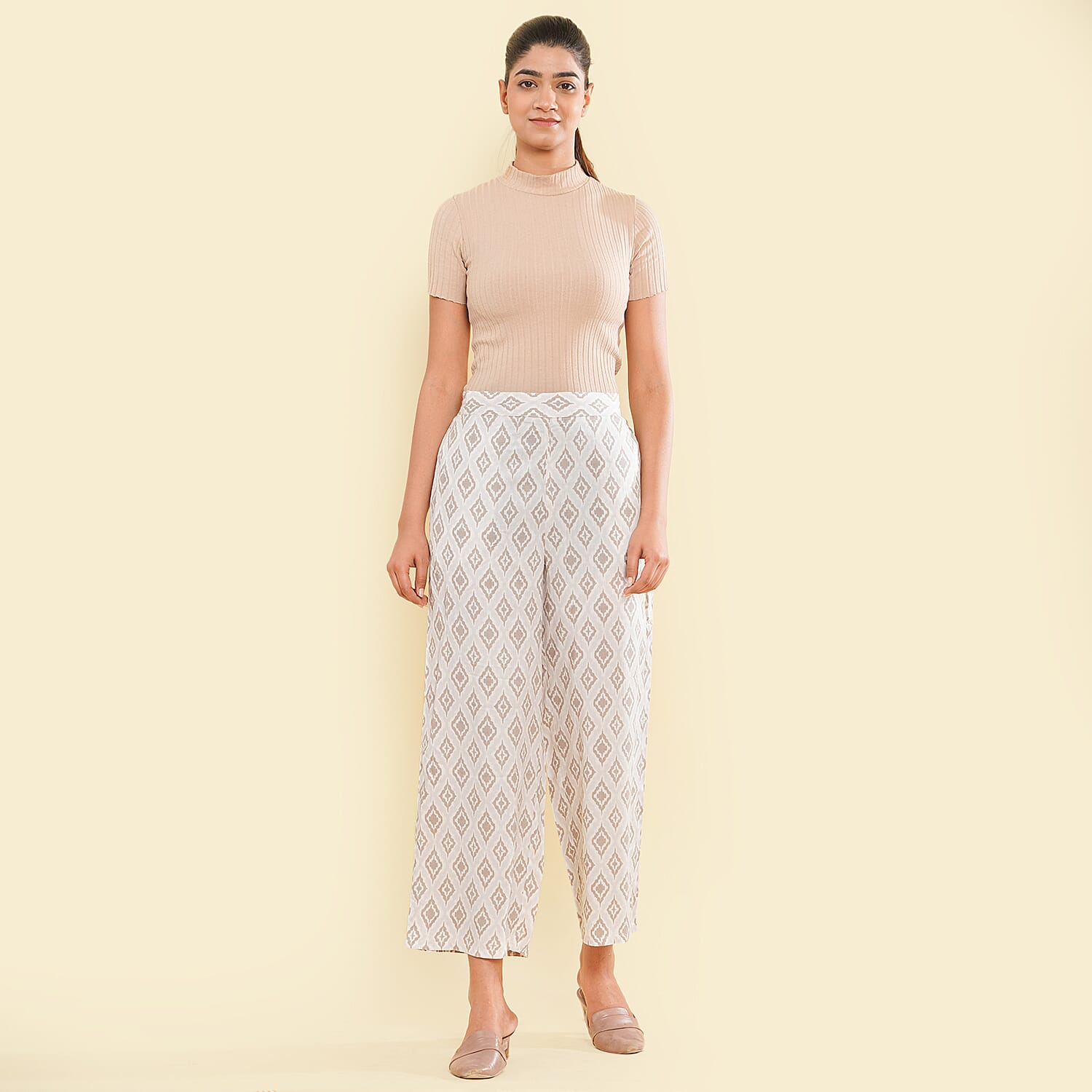 TAMSY Viscose Printed Palazzo - Orange