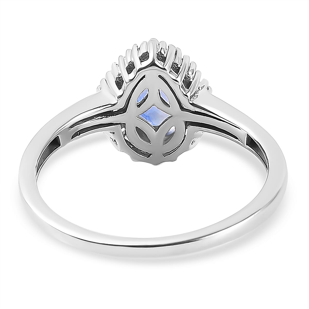 9K White Gold Ceylon Sapphire and Diamond Ring 1.09 Ct.