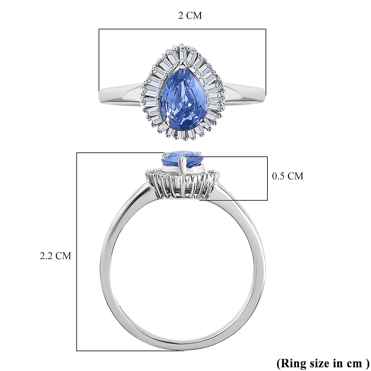 9K White Gold Ceylon Sapphire and Diamond Ring 1.09 Ct.