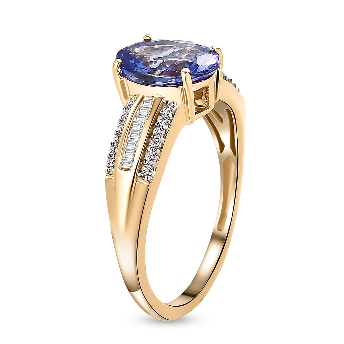 9K Yellow Gold Tanzanite and Diamond Ring 2.03 Ct.