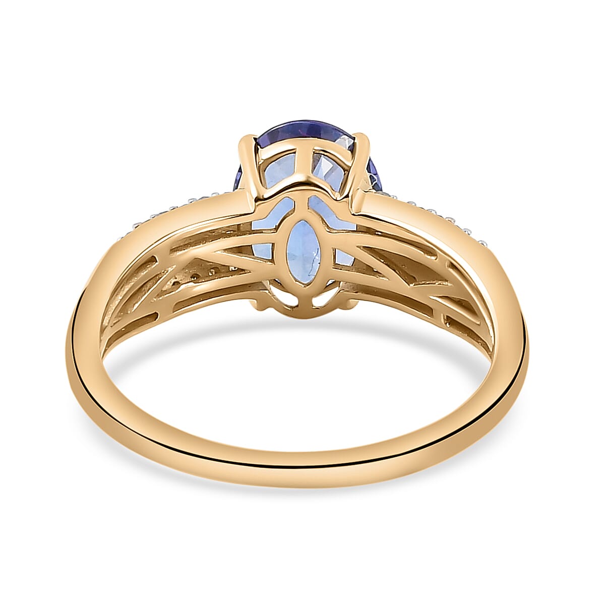 9K Yellow Gold Tanzanite and Diamond Ring 2.03 Ct.