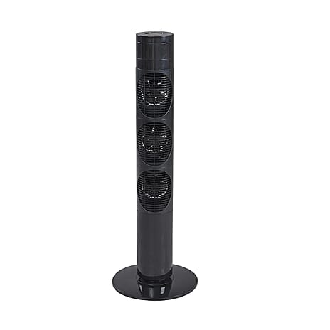 3 Way Multi Directional 20W Power Saving Tower Fan with 3 Wind Mode and Remote Control (Height 98cm) - Black (Costs Less Than 1p Per Hour in Energy)