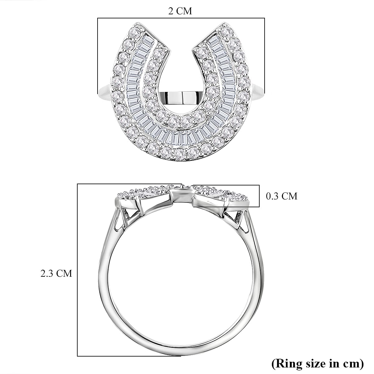 9K White Gold SGL Certified Diamond (I3/G-H) Horseshoe Ring 1.00 Ct.