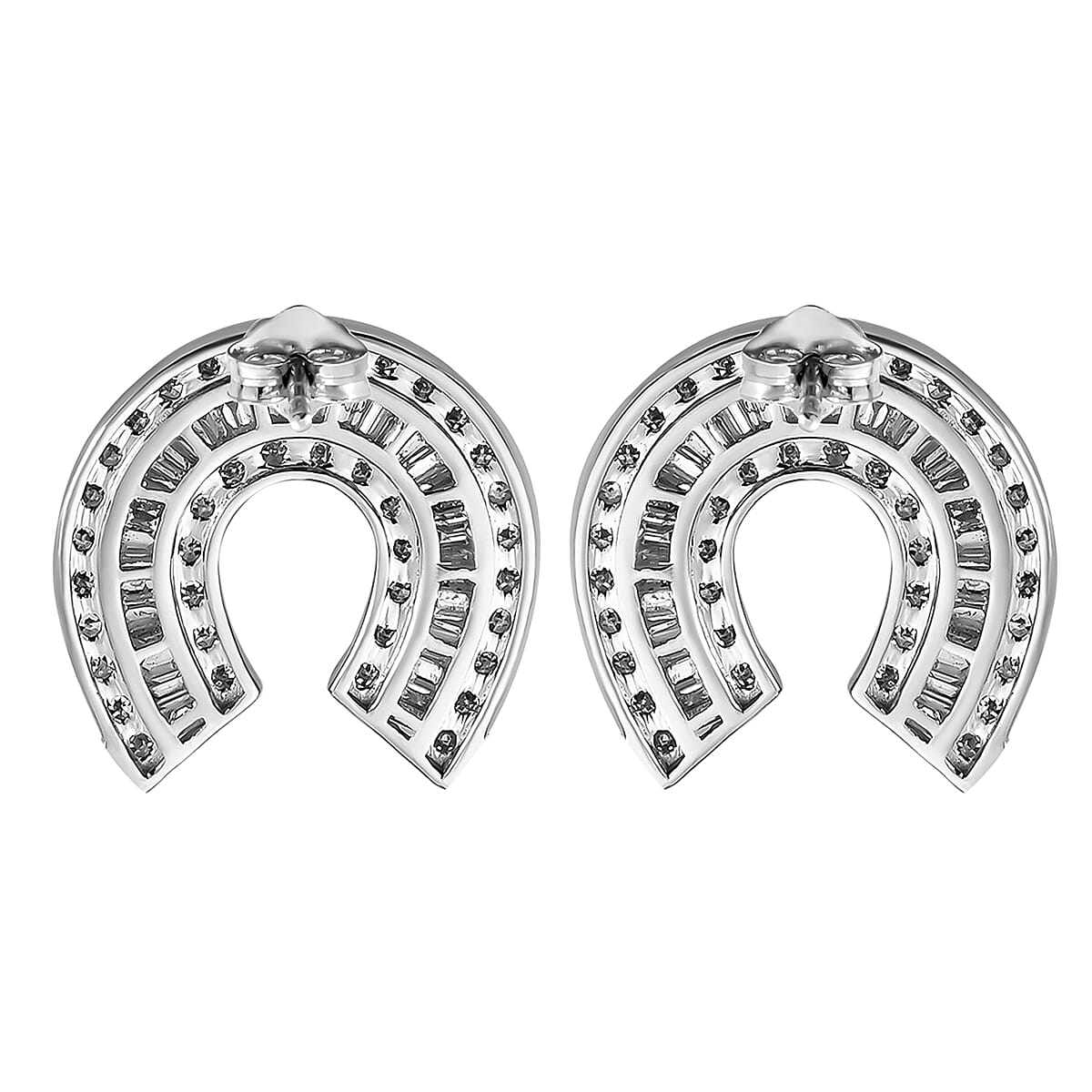 9K White Gold SGL Certified Diamond (I3-G-H) Horseshoe Earrings (With Push Back) 1.02 Ct.