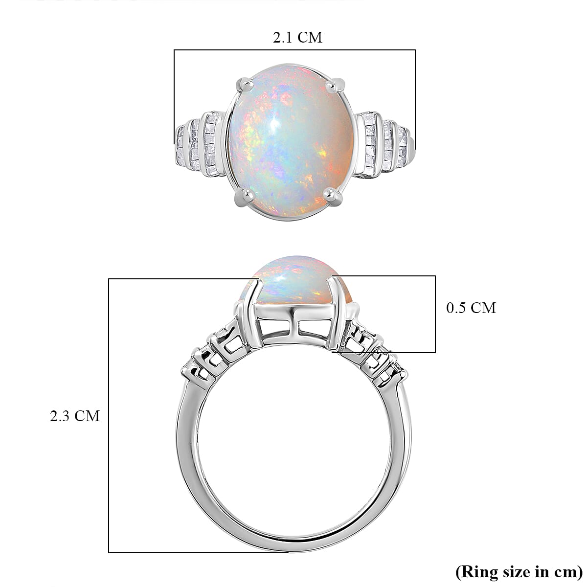 Ethiopian Welo Opal and Diamond Ring in Platinum Overlay Sterling Silver 2.80 Ct.
