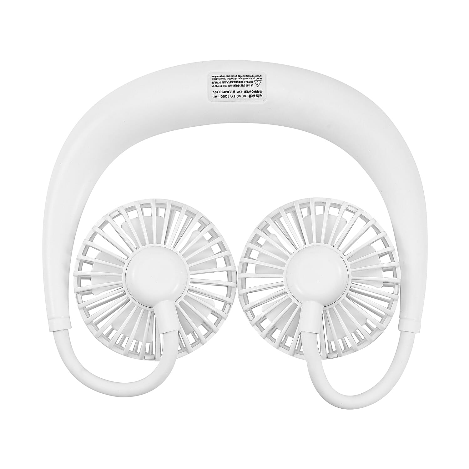 Rechargeable Neck Fan with Light - White