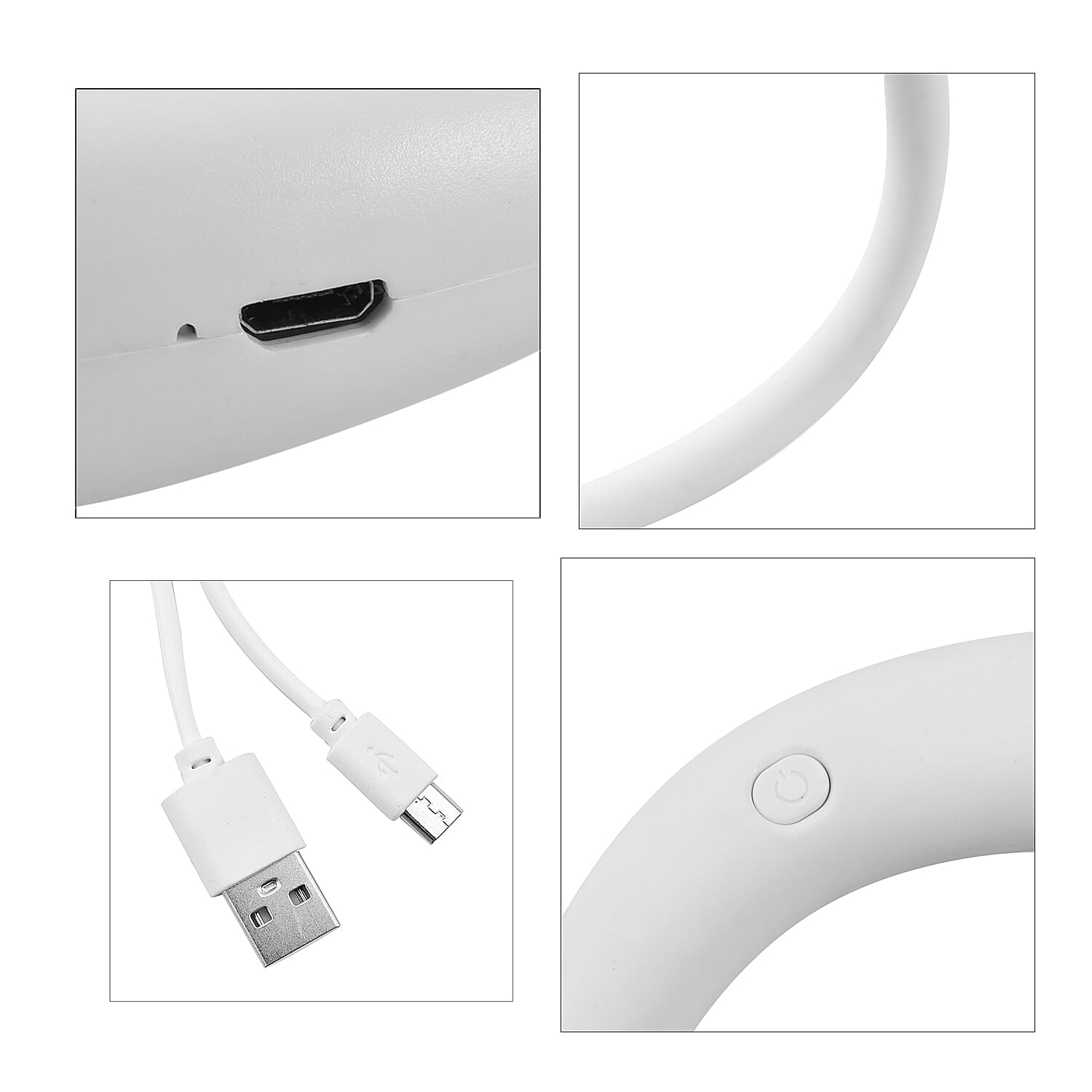 Rechargeable Neck Fan with Light - White