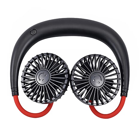 Rechargeable Neck Fan with Light - Black