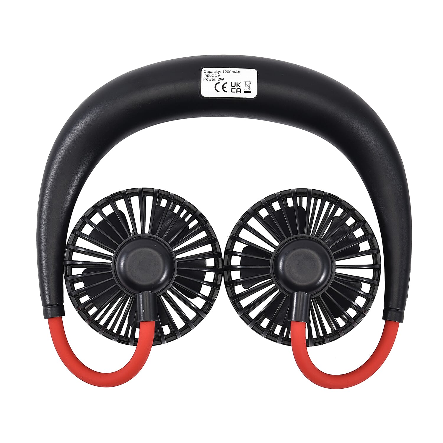 Rechargeable Neck Fan with Light - Black