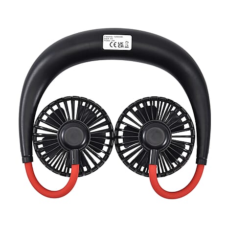 Rechargeable Neck Fan with Light - Black