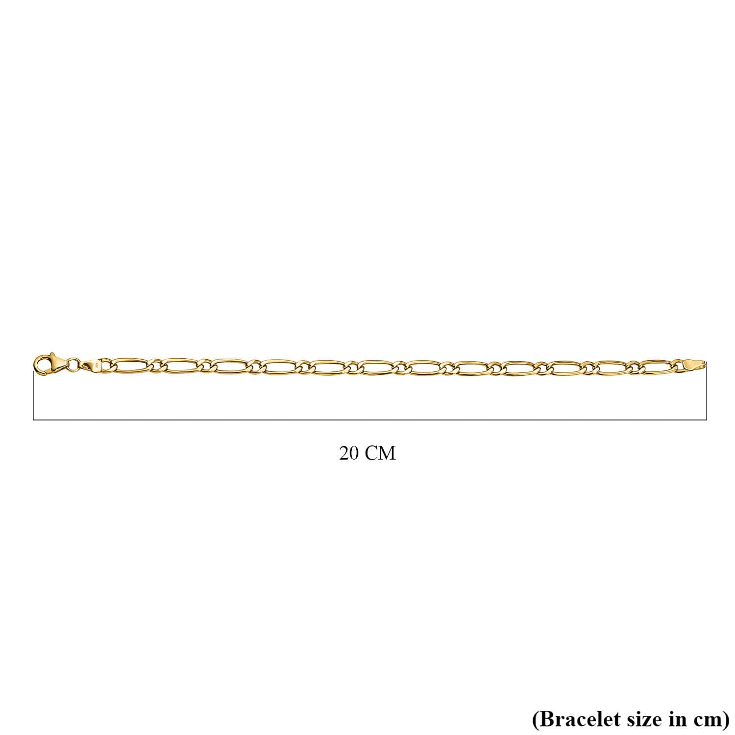 9K Yellow Gold Figaro Bracelet (Size - 7.5) With Lobster Clasp, Gold Wt. 3.20 Gms