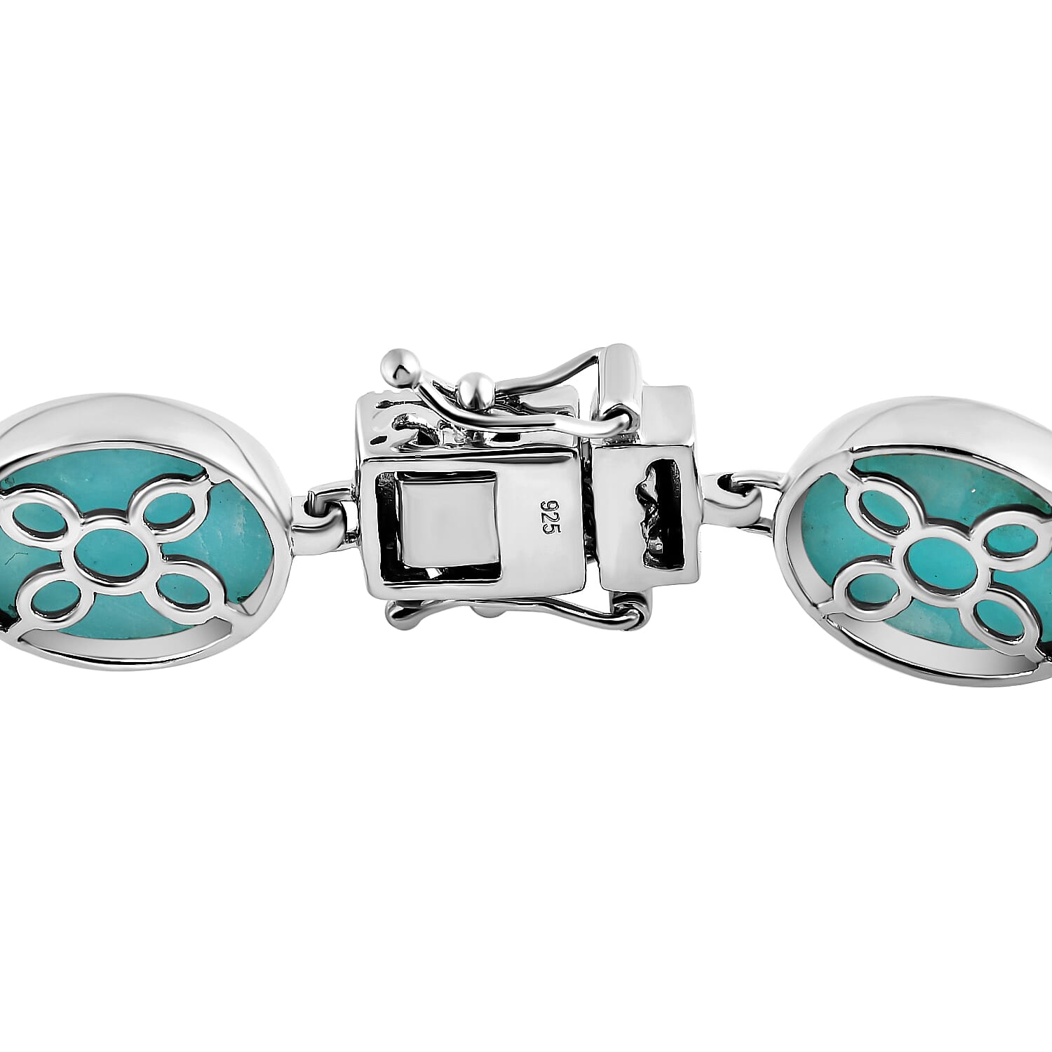 Collectors Edition - AAA Brazilian Amazonite Bracelet (Size - 7.5) in Platinum Overlay Sterling Silver 46.18 Ct, Silver Wt. 16.00 Gms