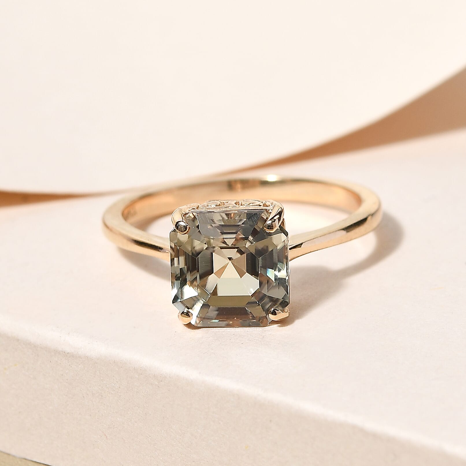 ILIANA 18K Yellow Gold AAA Turkizite (Asscher Cut) Solitaire Ring 3.00 Ct.